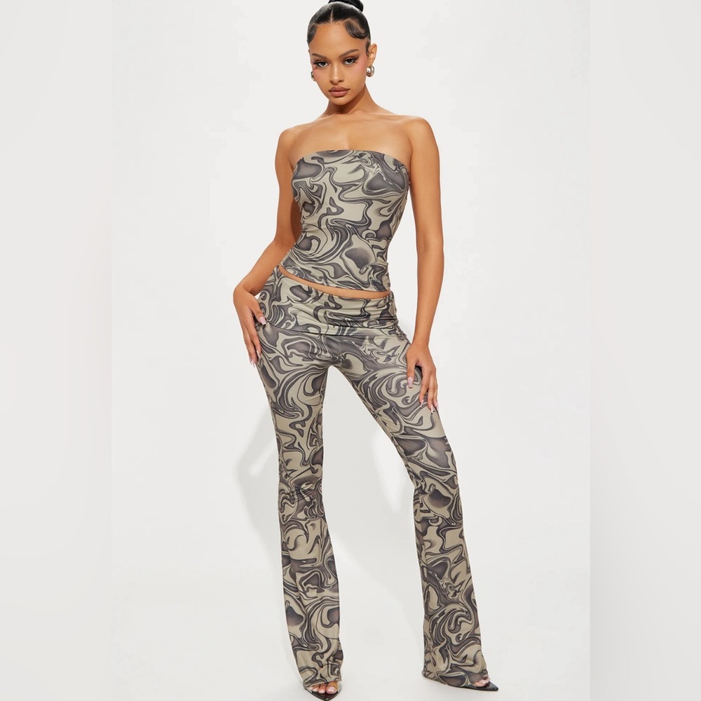 Fashion Nova Desert Vibe Pant Set In Taupe/Combo-Sz.Medium NEW🤎💚 - Picture 1 of 5